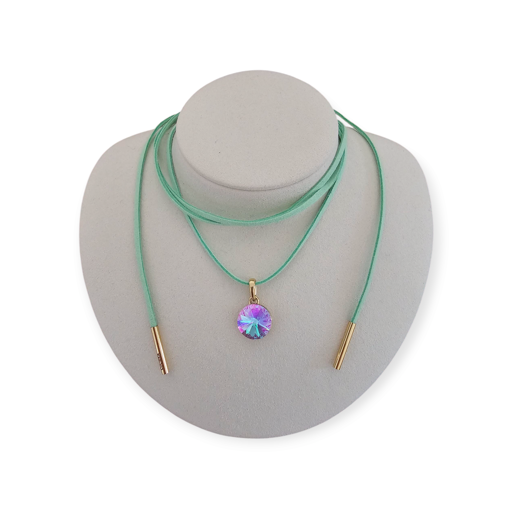 Mint Suede Crystal Necklace