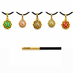 Long black cord necklace with crystal