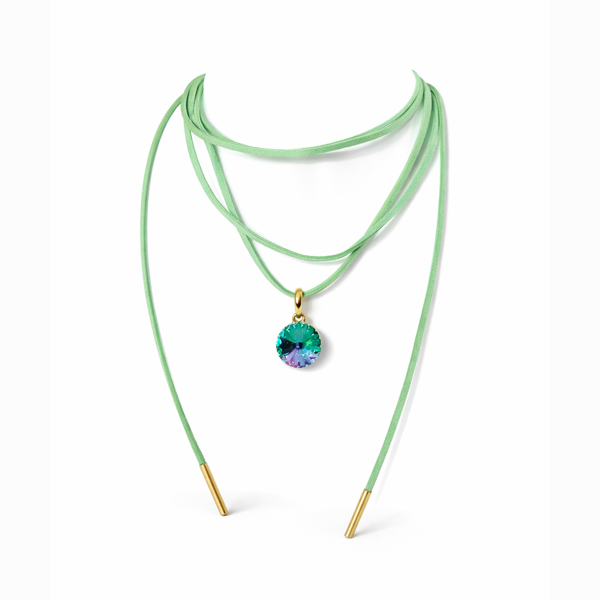 Mint Suede Crystal Necklace