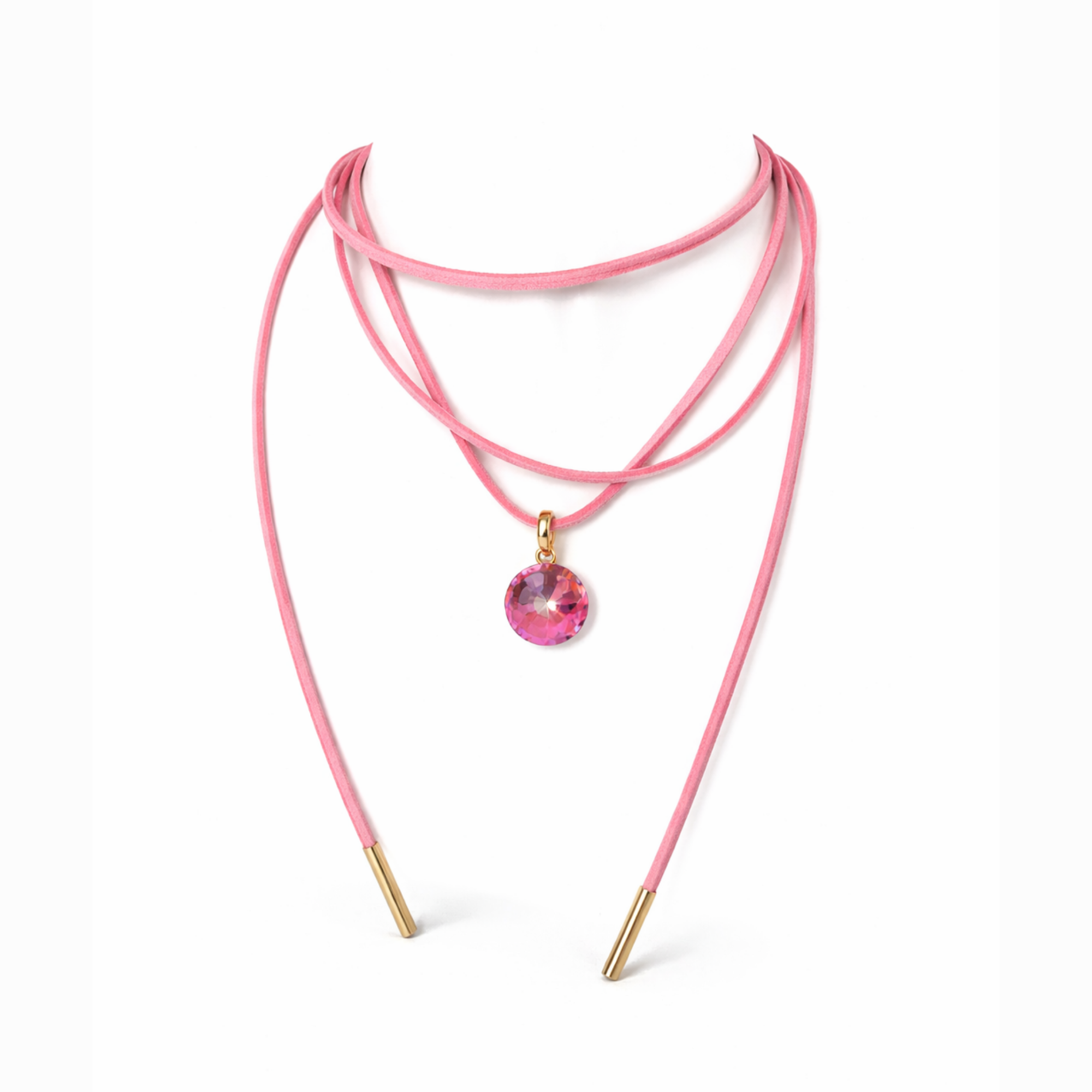 Pink Suede Electric Necklace