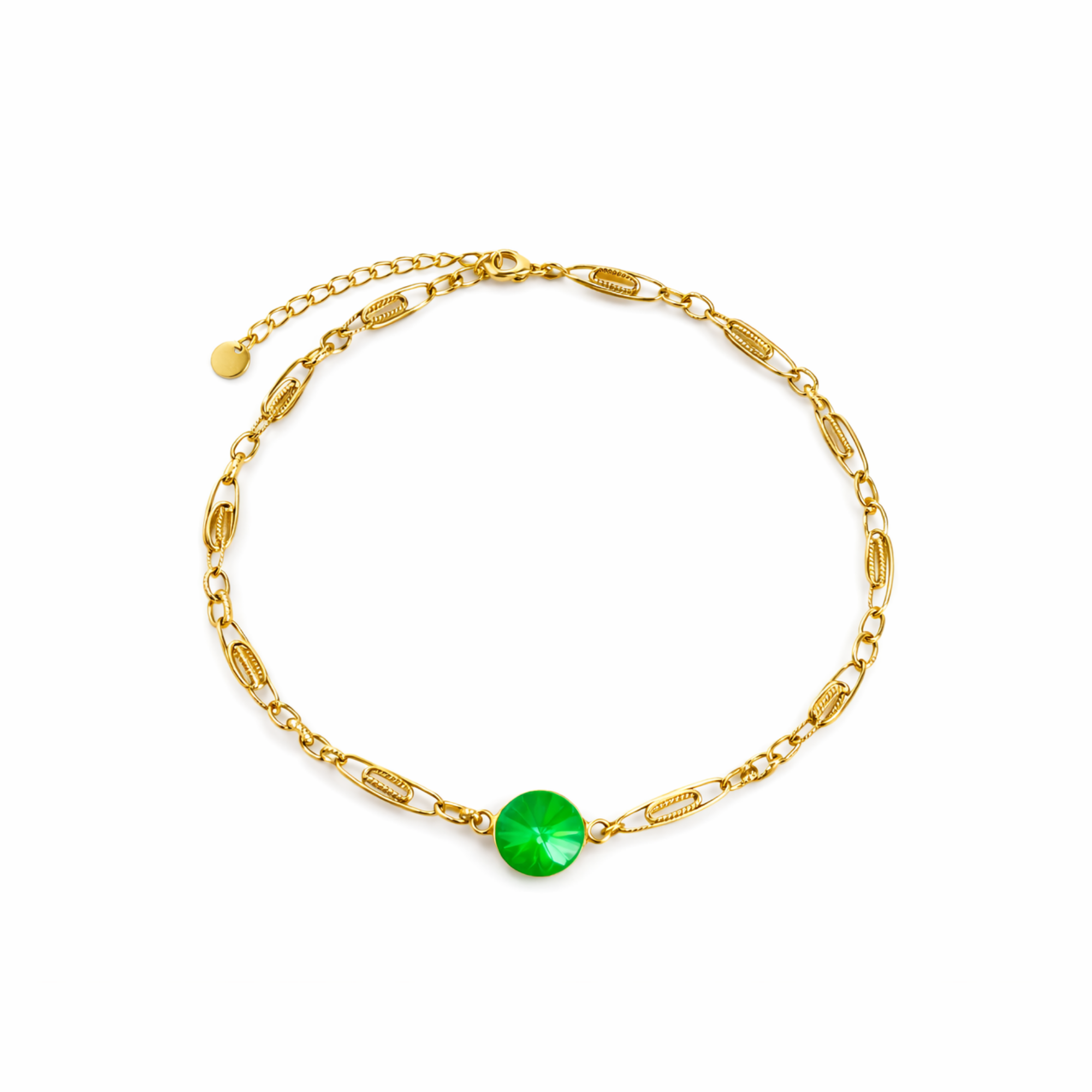 Solid gold-plated choker with crystal