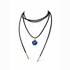 Long black cord necklace with crystal