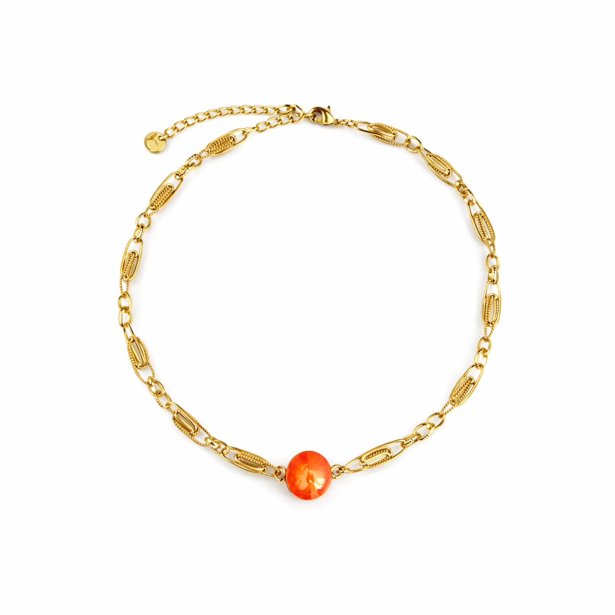 Solid gold-plated choker with crystal