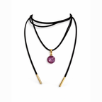 Long black cord necklace with crystal