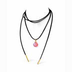 Long black cord necklace with crystal