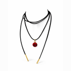 Long black cord necklace with crystal