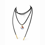 Long black cord necklace with crystal