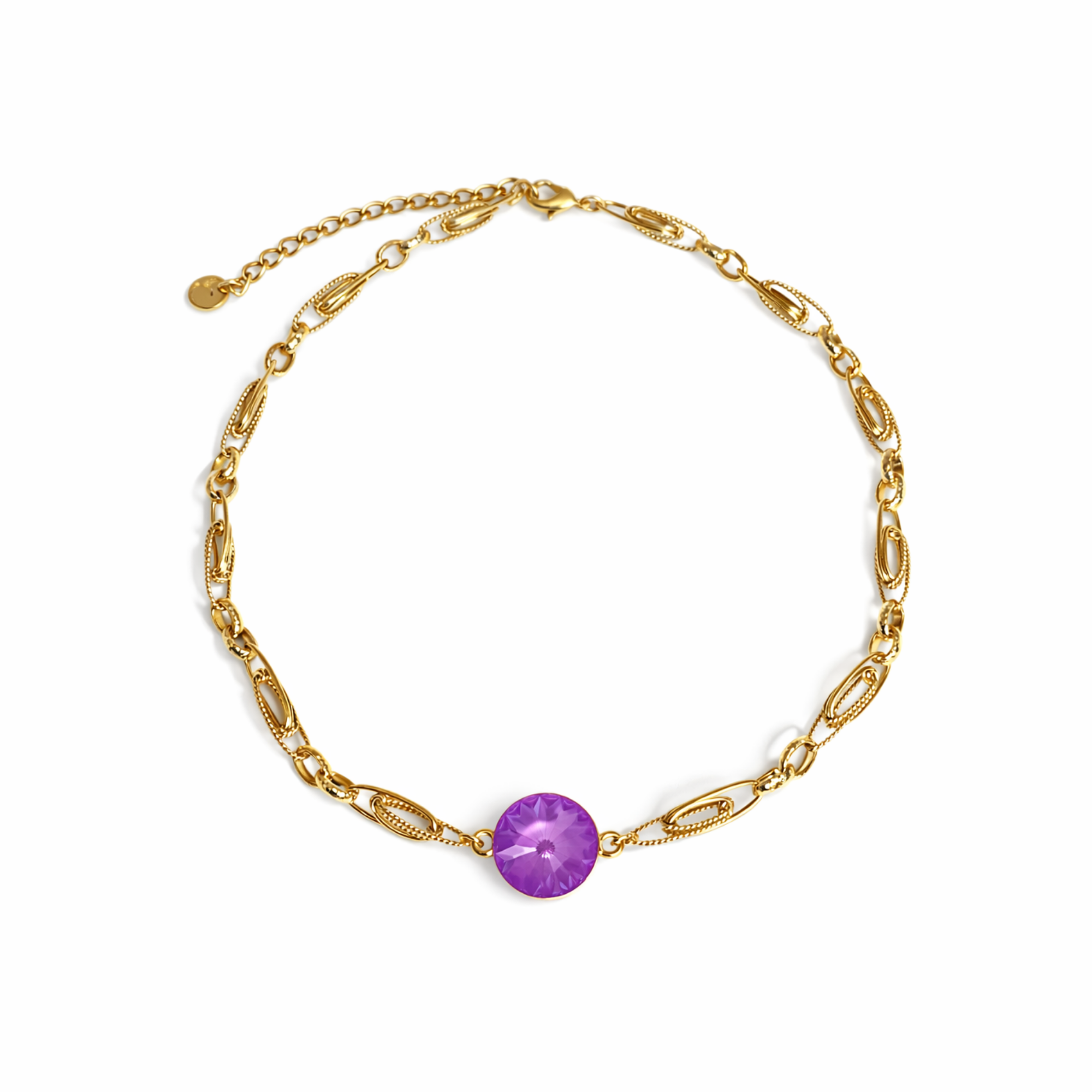 Solid gold-plated choker with crystal